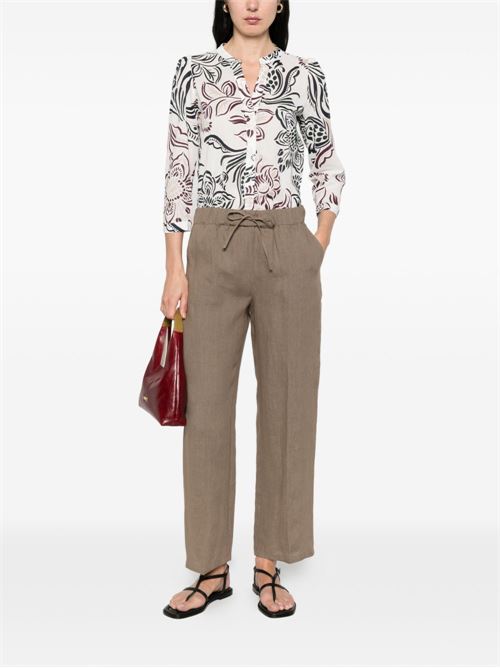 Camicia donna Emme Marella in mussola stampata bianco e fiori EMME Marella | GIURATO001